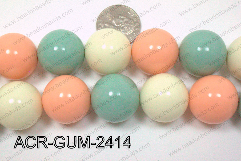 Acrylic Gumball Round Multicolor 24mm ACR-GUM-2414