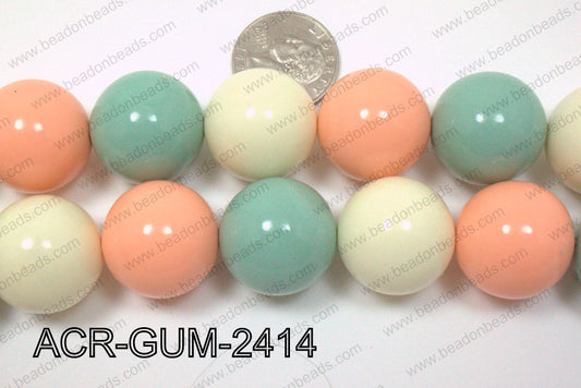 Acrylic Gumball Round Multicolor 24mm ACR-GUM-2414