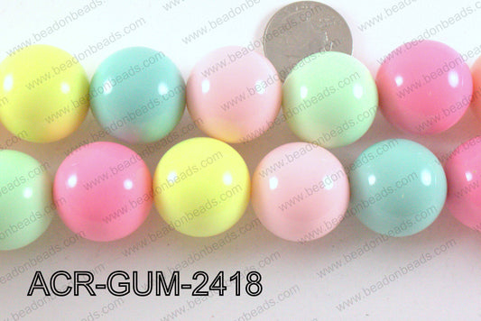 Acrylic Gumball Pastel Multicolor 24mm ACR-GUM-2418