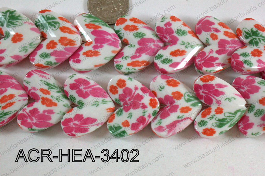 Acrylic Heart White 34x26mm ACR-HEA-3402
