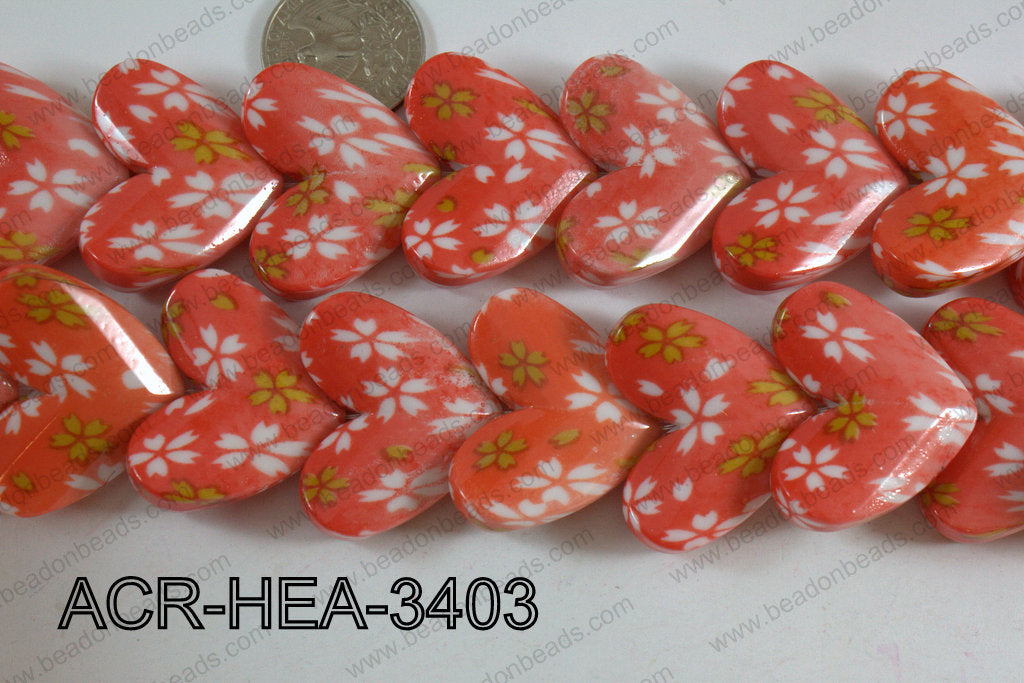 Acrylic Heart Orange 34x26mm ACR-HEA-3403