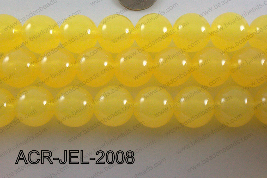 Acrylic Jelly Gumball Round, Yellow 20mm ACR-JEL-2008
