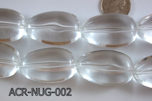 Acrylic Bead Egg Nugget 26x42mm Clear 8 pcs 13'' ACR-NUG-002