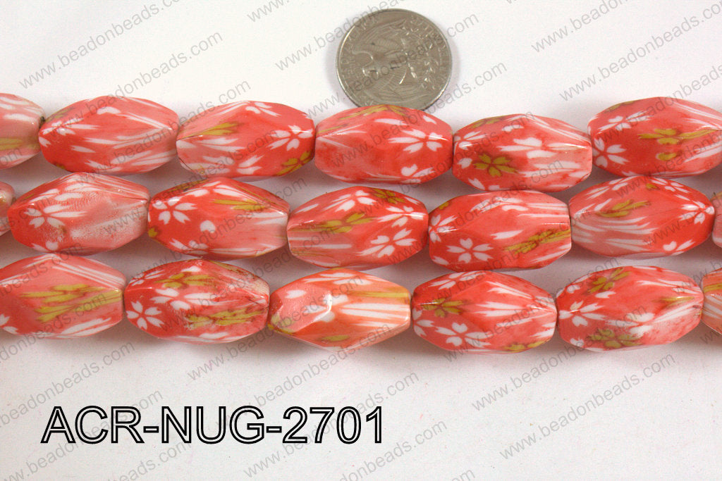 Acrylic Nugget faceted 16x27mm orange ACR-NUG-2701