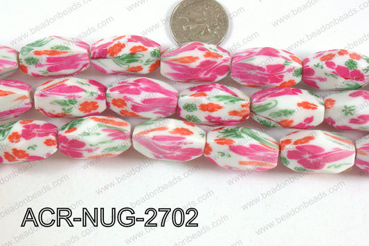 Acrylic Nugget faceted 16x27mm pink ACR-NUG-2702