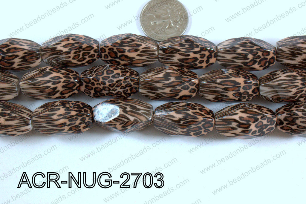Acrylic Nugget faceted 16x27mm brown ACR-NUG-2703