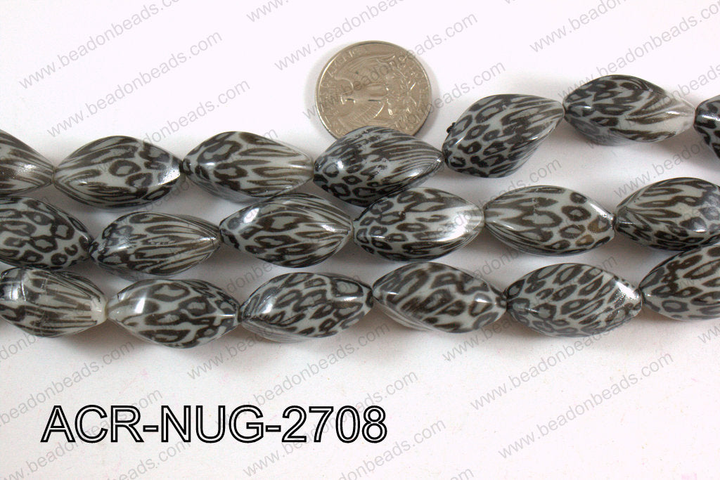 Acrylic Nugget faceted 16x27mm white ACR-NUG-2708