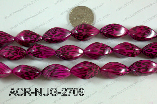 Acrylic Nugget faceted 16x27mm hot pink ACR-NUG-2709