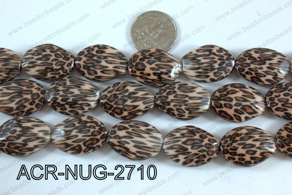 Acrylic Nugget Faceted Flat Brown 20x27mm ACR-NUG-2710