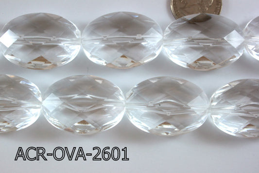 Acrylic Bead Faceted Oval 26x36mm Clear 12'' ACR-OVA-2601