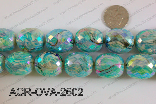 Acrylic Oval faceted 22x26mm light blue ACR-OVA-2602