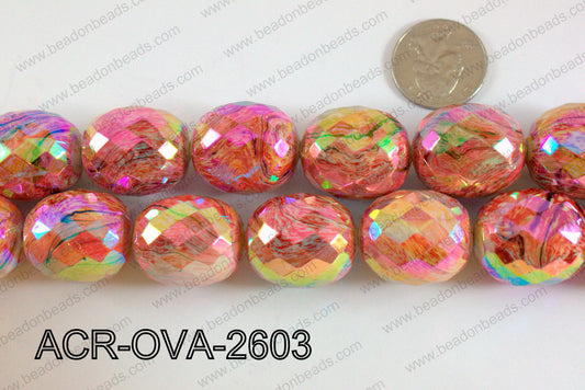 Acrylic Oval faceted 22x26mm red ACR-OVA-2603