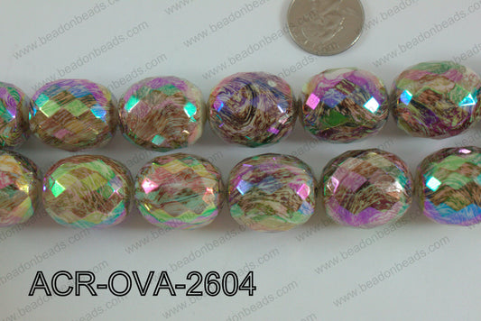 Acrylic Oval faceted 22x26mm brown ACR-OVA-2604