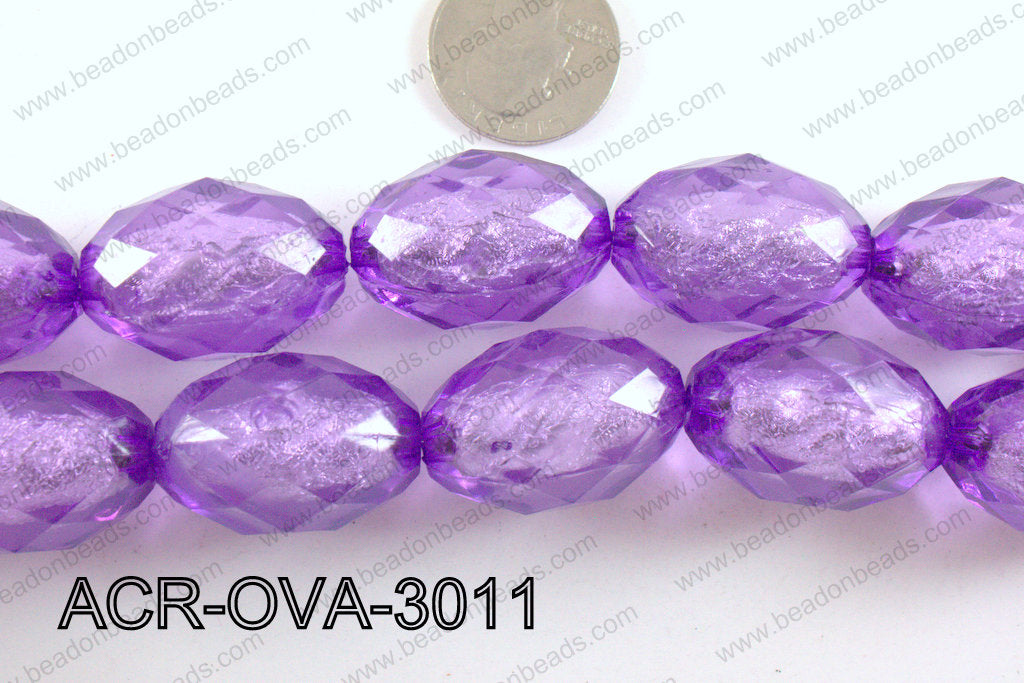 Acrylic Foil Faceted Oval 30x20mm ACR-OVA-3001