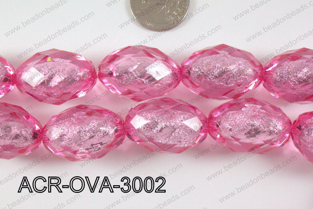Acrylic Foil Faceted Oval 30x20mm ACR-OVA-3002