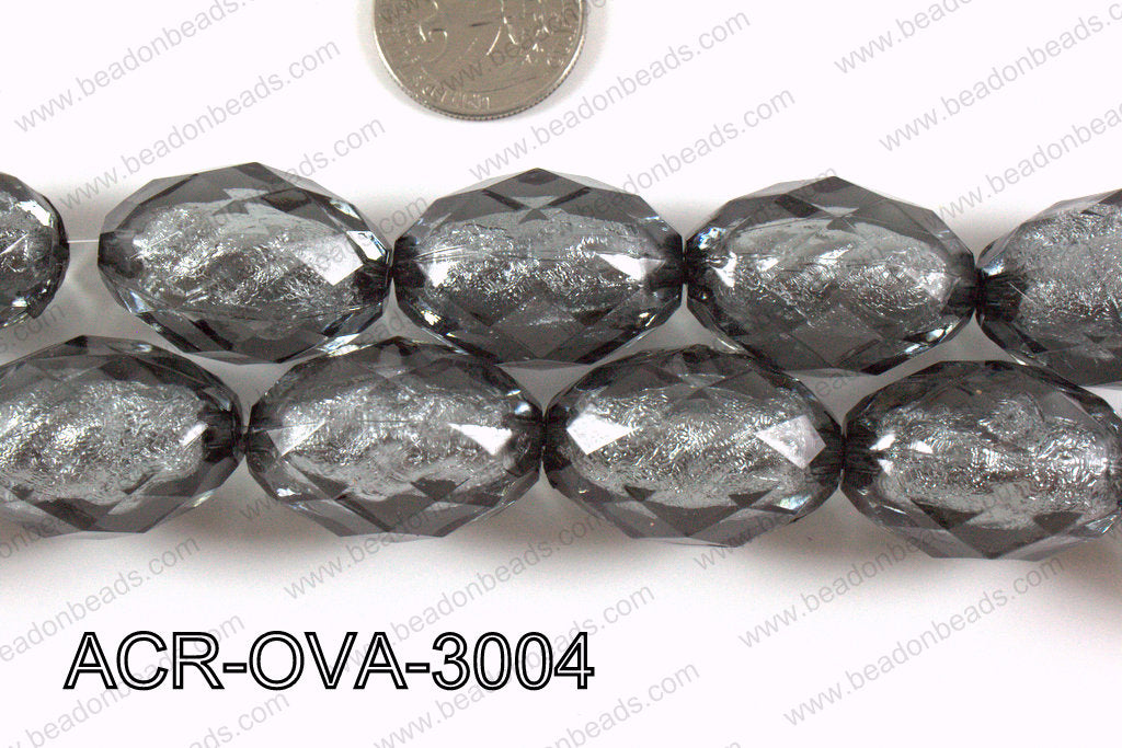 Acrylic Foil Faceted Oval 30x20mm ACR-OVA-3004