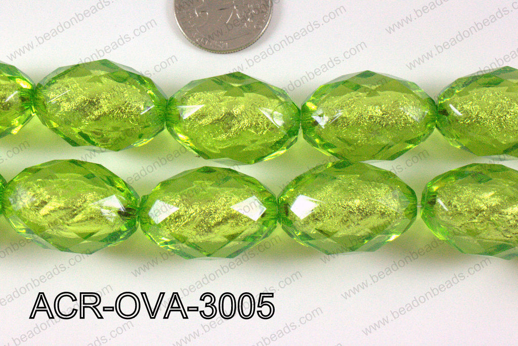 Acrylic Foil Faceted Oval 30x20mm ACR-OVA-3005