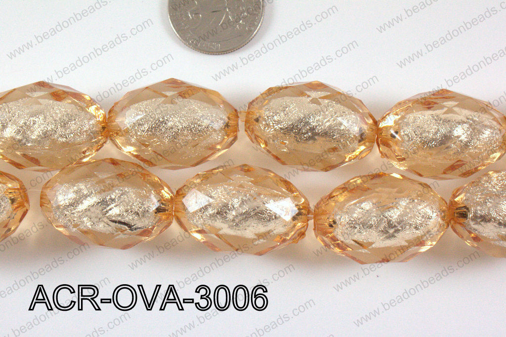Acrylic Foil Faceted Oval 30x20mm ACR-OVA-3006
