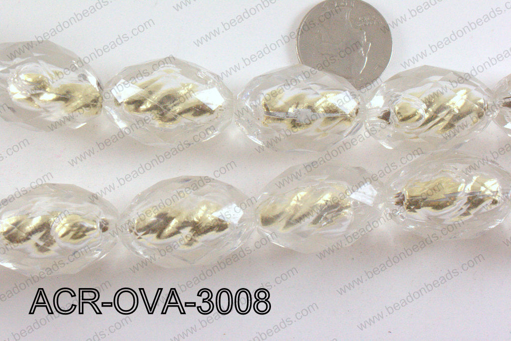 Acrylic Foil Faceted Gold Oval 20x30mm ACR-OVA-3008