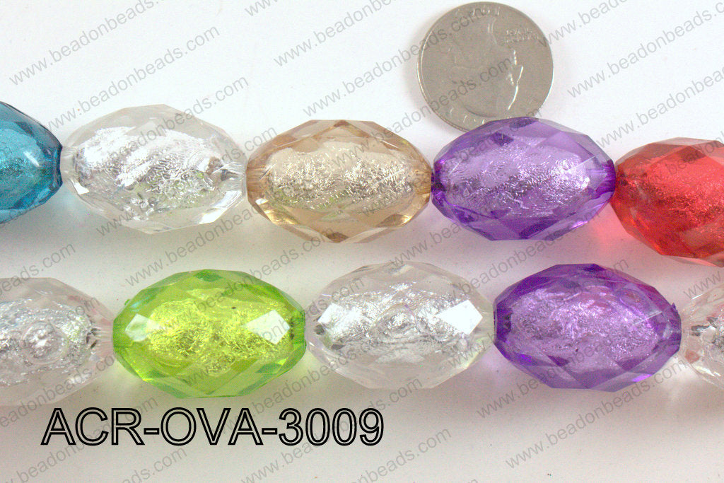 Acrylic Foil Faceted Multicolor Oval 20x30mm ACR-OVA-3009