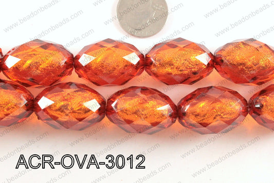 Acrylic Foil Faceted Oval Brown 20x30mm ACR-OVA-3012