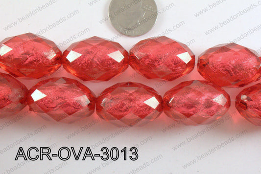 Acrylic Foil Faceted Oval Turquoise 20x30mm ACR-OVA-3013