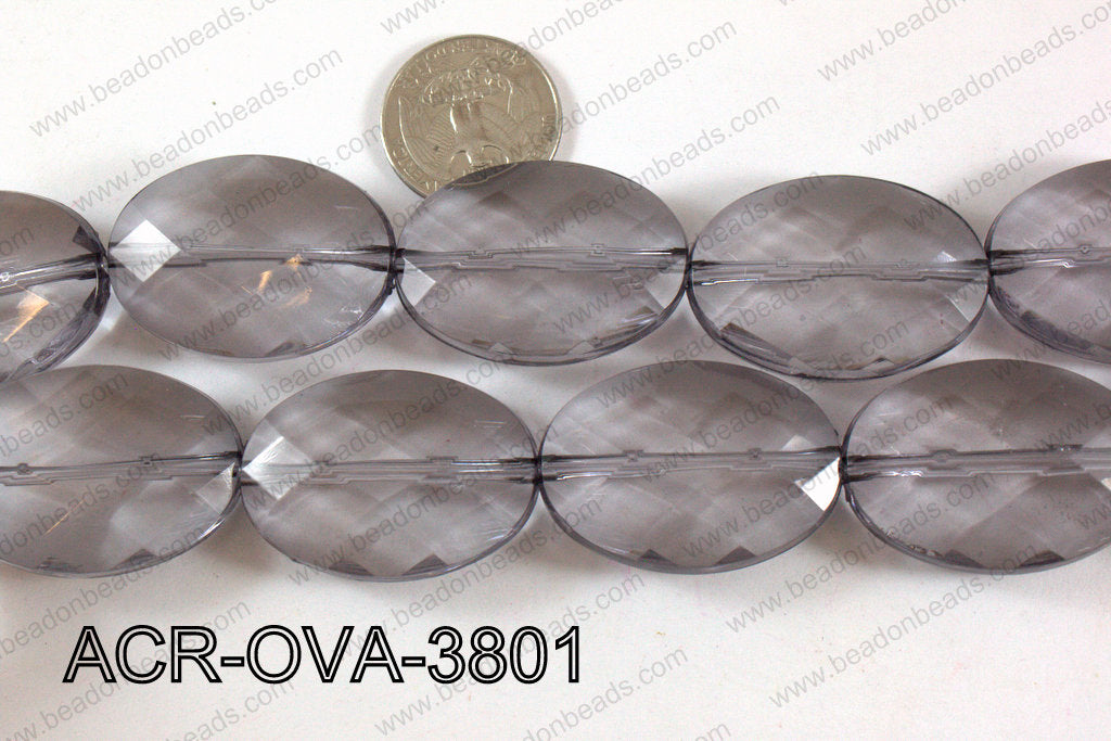 Acrylic Oval faceted 26x38mm grey ACR-OVA-3801