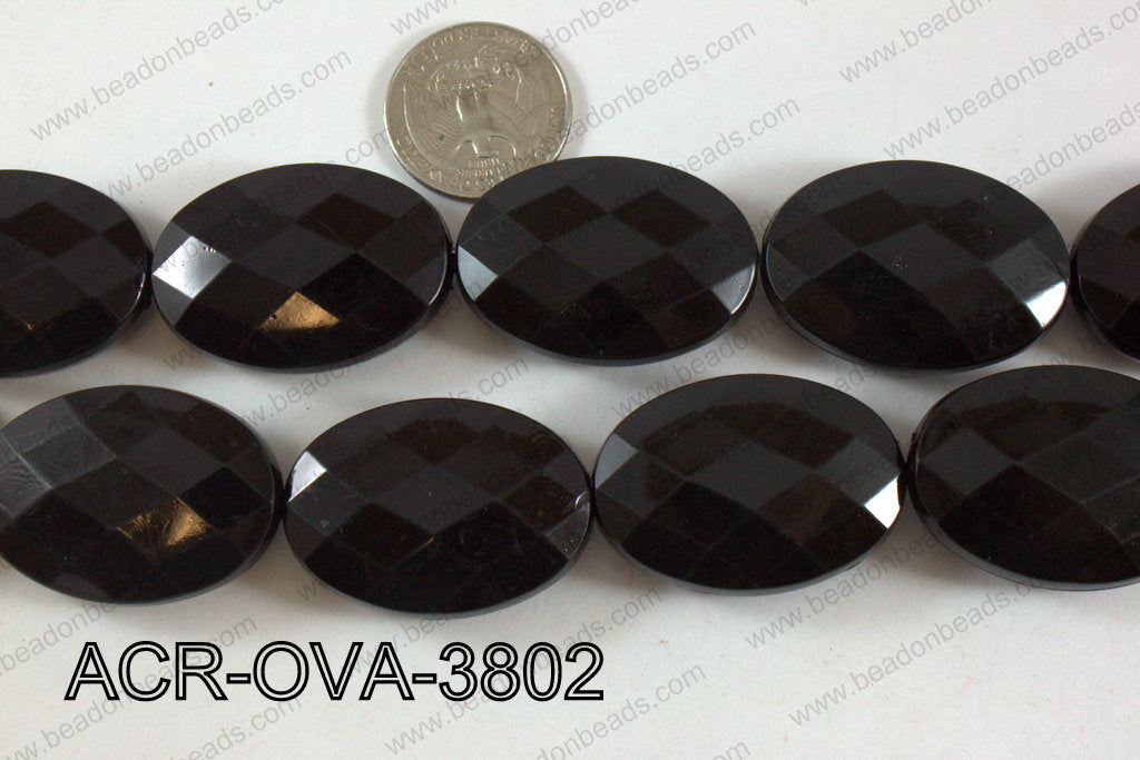 Acrylic Oval faceted 26x38mm black ACR-OVA-3802