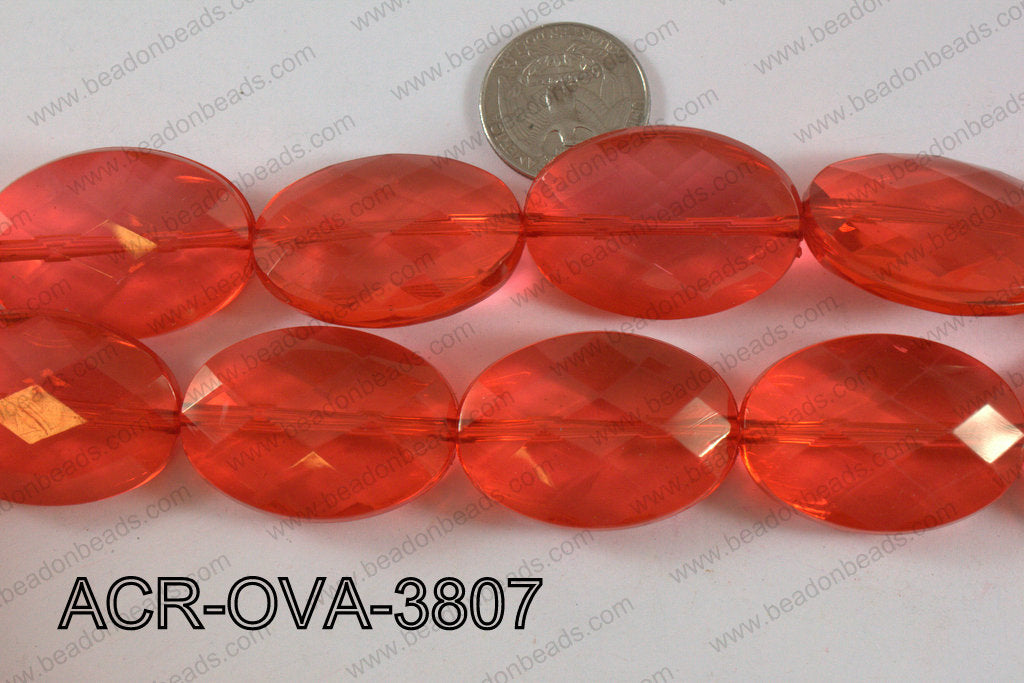 Acrylic Oval faceted 26x38mm red ACR-OVA-3807