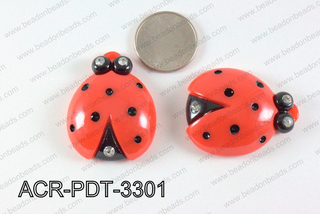 Acrylic Pendant Ladybird Red 42x33mm ACR-PDT-3301