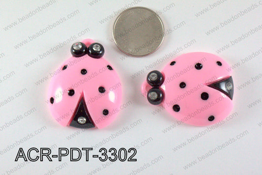 Acrylic Pendant Ladybird Light Pink 42x33mm ACR-PDT-3302