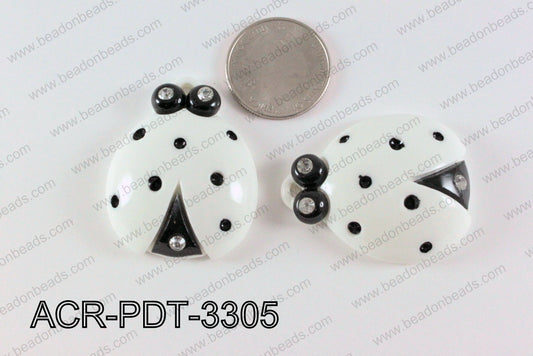 Acrylic Pendant Ladybird White 42x33mm ACR-PDT-3305