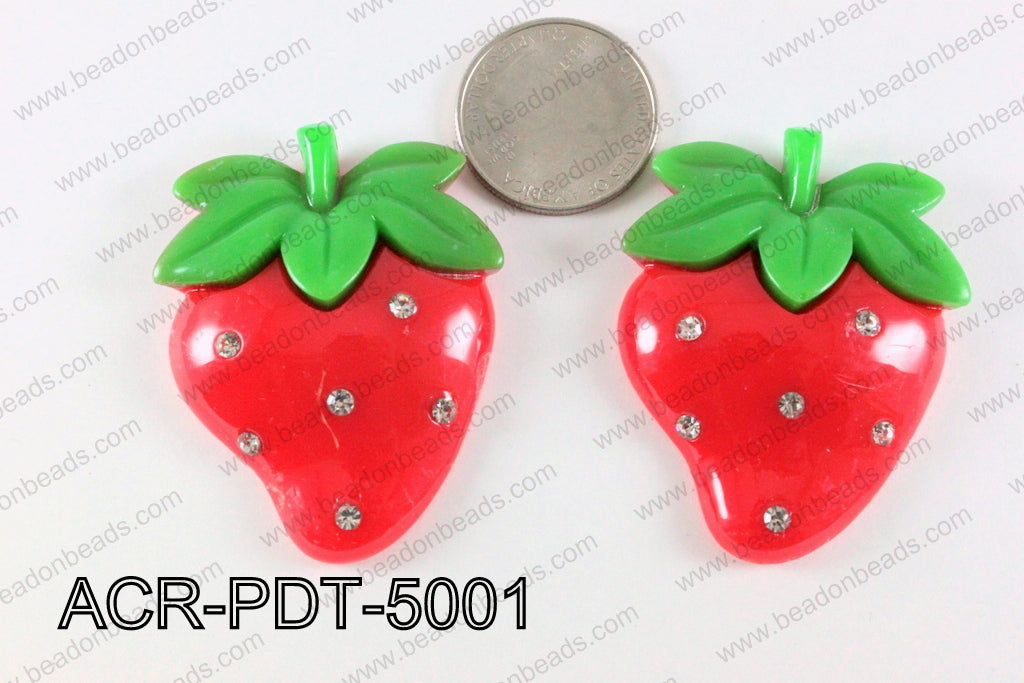 Acrylic Pendant Strawberry Red 50x40mm ACR-PDT-5001