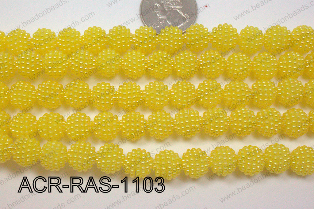 Acrylic Raspberry round Yellow 11mm ACR-RAS-1103