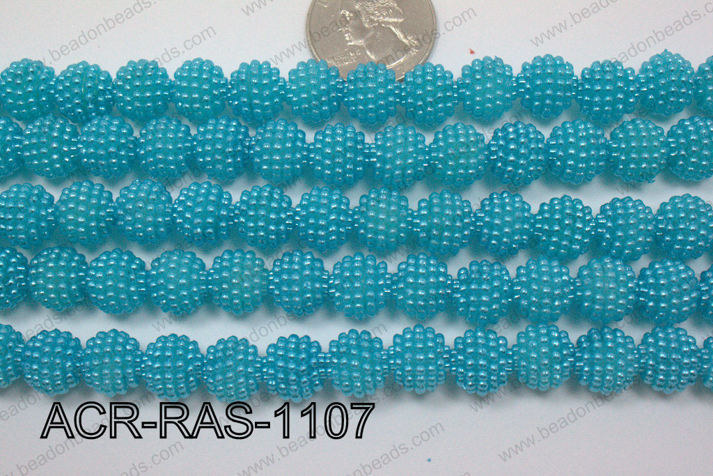 Acrylic Raspberry round Turquoise 11mm ACR-RAS-1107