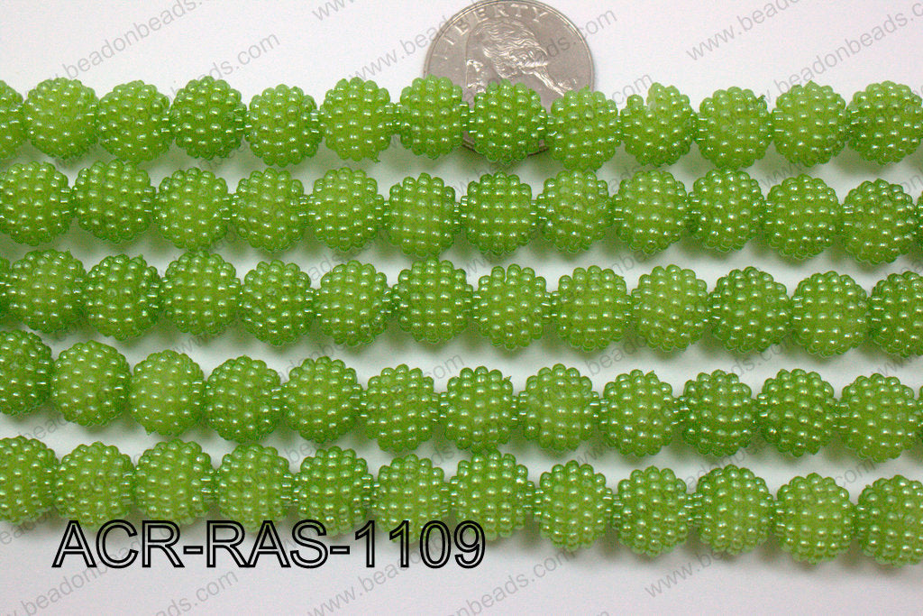 Acrylic Raspberry round Green 11mm ACR-RAS-1109