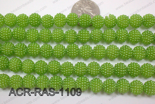 Acrylic Raspberry round Green 11mm ACR-RAS-1109