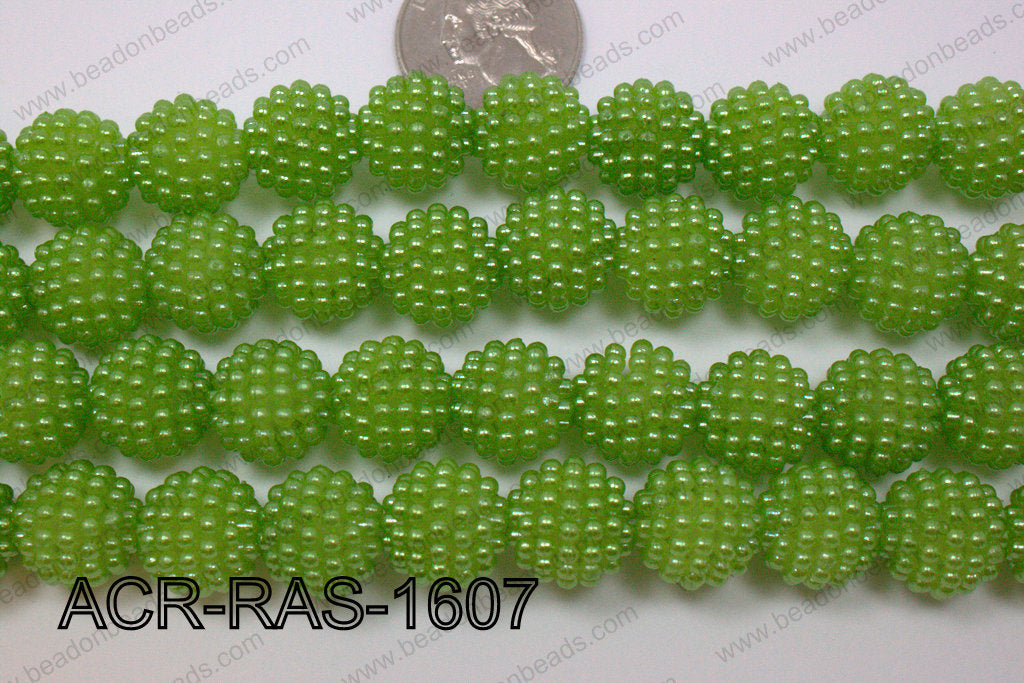 Acrylic Raspberry round Green 14mm ACR-RAS-1607