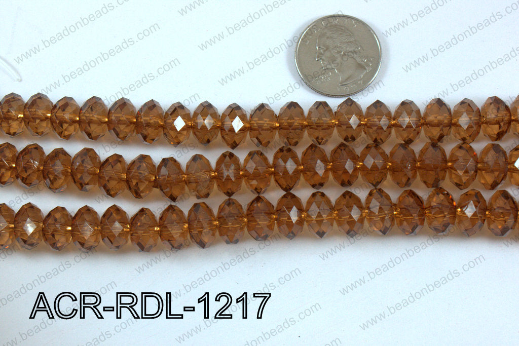Acrylic Rondelle faceted 12mm brown  ACR-RDL-1217