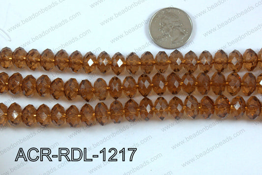 Acrylic Rondelle faceted 12mm brown  ACR-RDL-1217