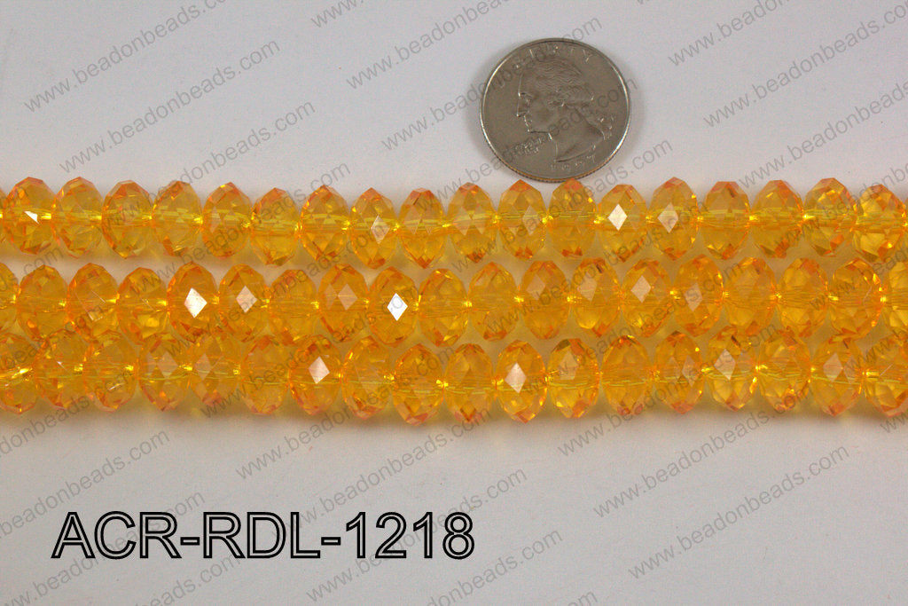 Acrylic Rondelle faceted 12mm yellow  ACR-RDL-1218