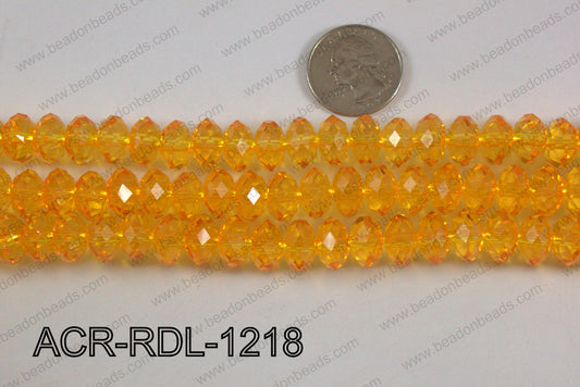 Acrylic Rondelle faceted 12mm yellow  ACR-RDL-1218