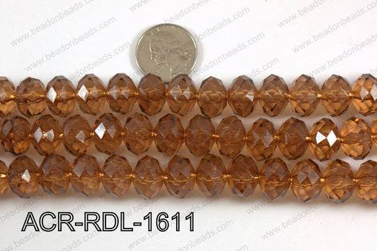 Acrylic Rondelle faceted 16mm brown  ACR-RDL-1611