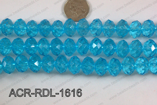 Acrylic Rondelle faceted 16mm light blue  ACR-RDL-1616