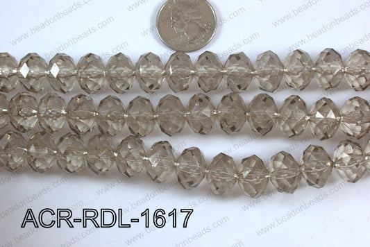 Acrylic Rondelle faceted 16mm grey  ACR-RDL-1617