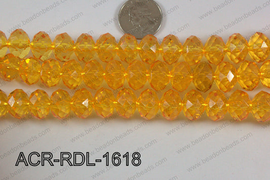 Acrylic Rondelle faceted 16mm yellow  ACR-RDL-1618