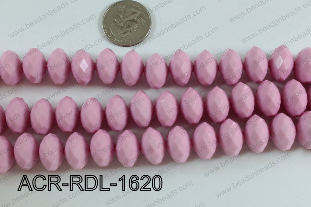 Acrylic Rondelle faceted 16mm pink  ACR-RDL-1620