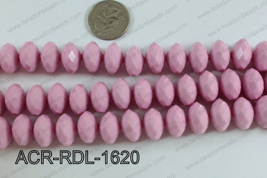 Acrylic Rondelle faceted 16mm pink  ACR-RDL-1620