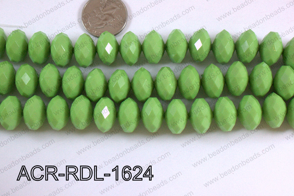 Acrylic Rondelle faceted 16mm green  ACR-RDL-1624
