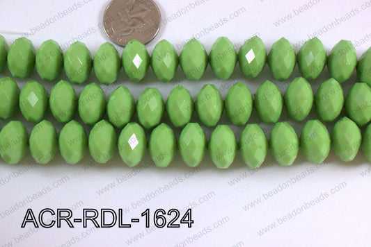Acrylic Rondelle faceted 16mm green  ACR-RDL-1624